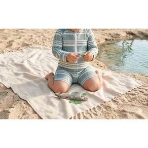 NEW EMERSON AND FRIENDS boy's plaid one piece rash guard swimsuit in blue